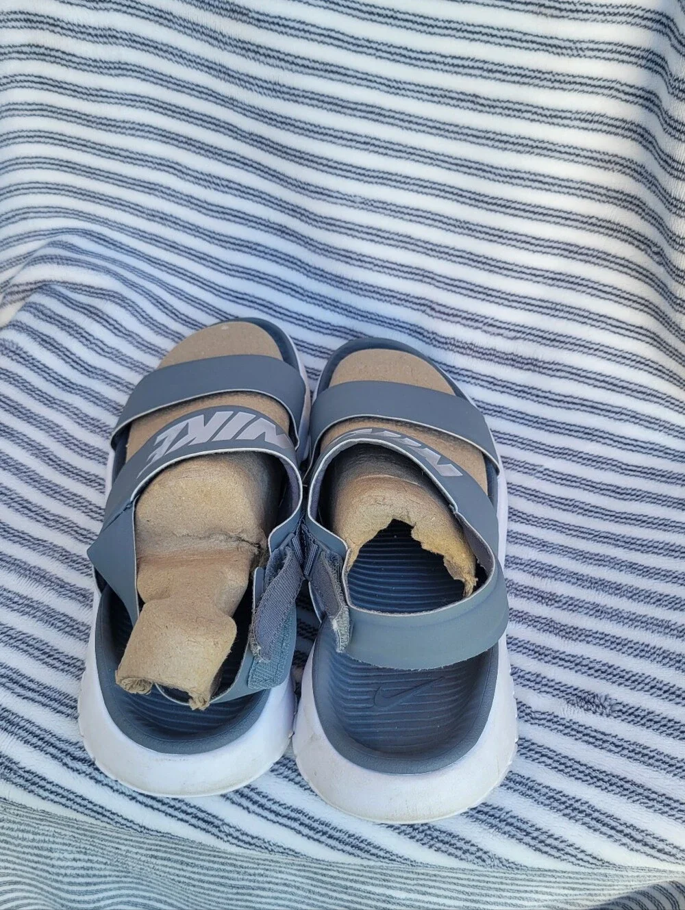 Nike Gray Double-Strap Slide Sandals